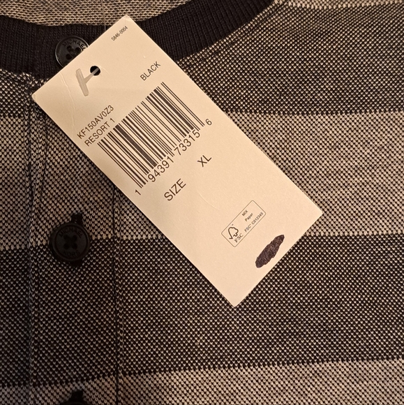 NWT XL Mens Michael Kors MK Logo Crewneck Long Sleeve Striped Henley Mesh Shirt - Picture 2 of 4